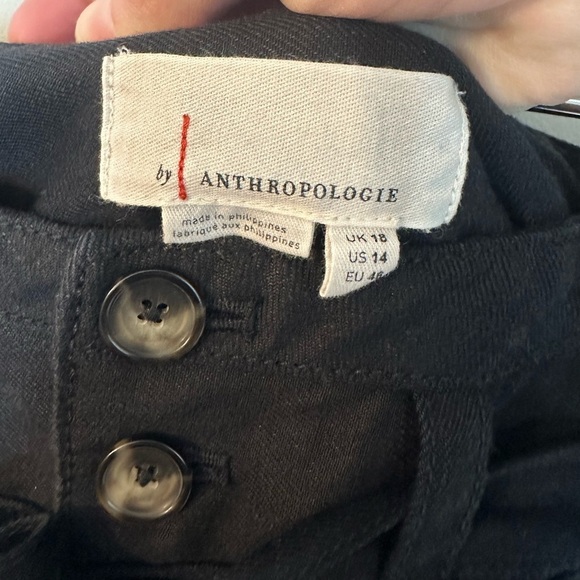 NWT Anthropologie Black Wide Leg Linen Belted Pants 14 - Picture 8 of 13